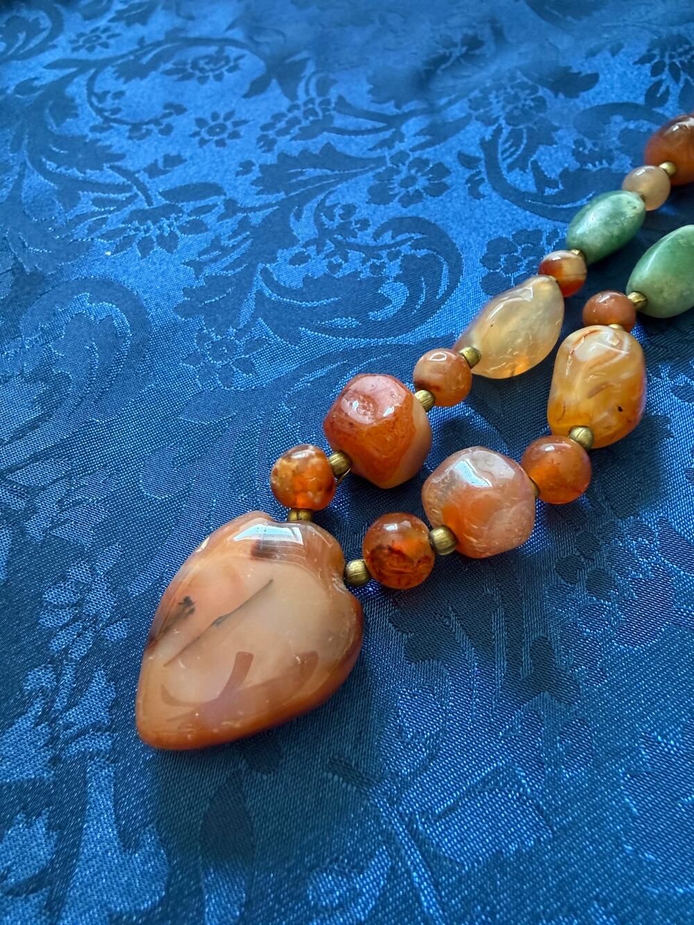 Vintage Carnelian Heart Gemstone Necklace MRL6